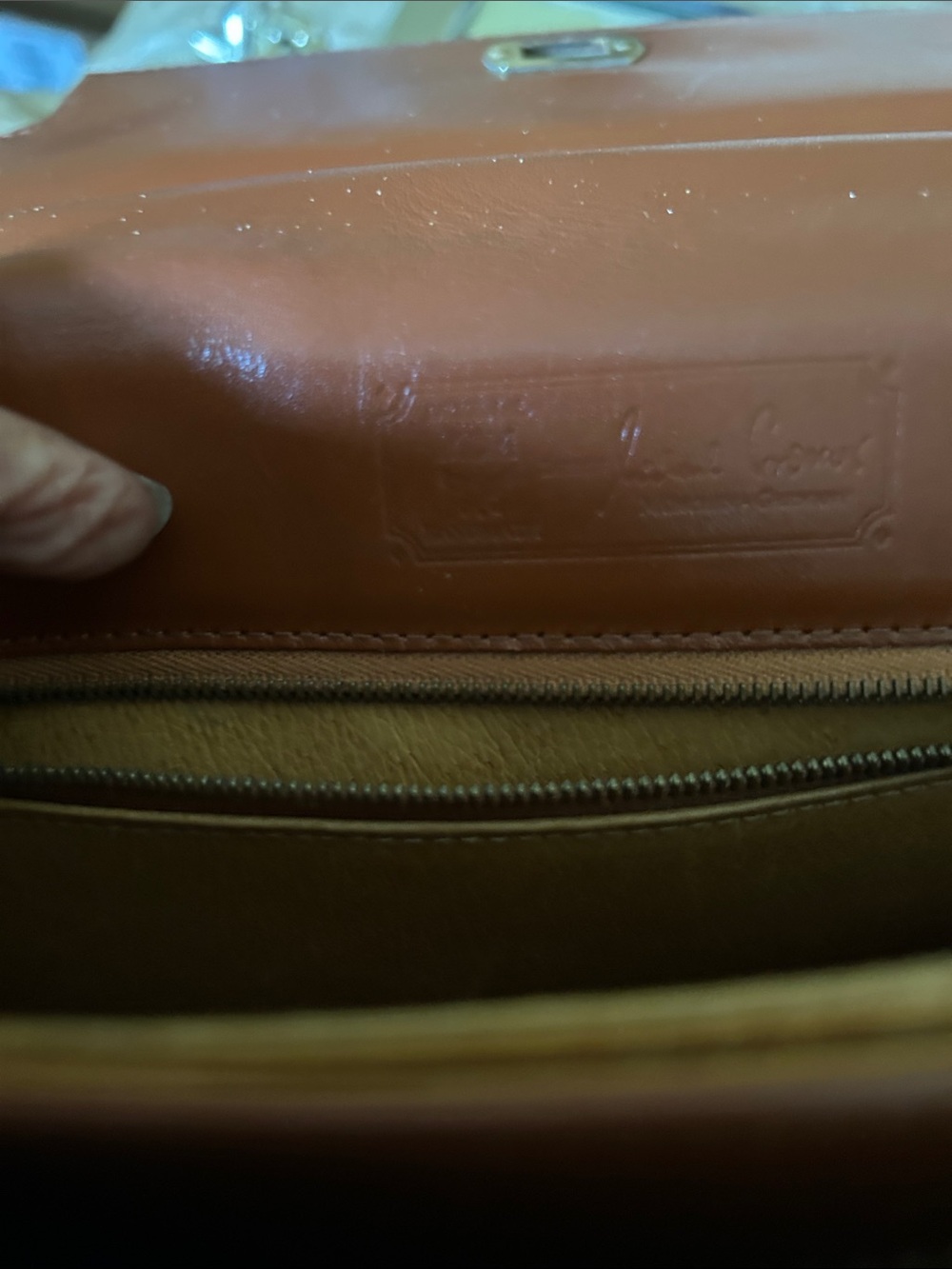 MCM Cognac Logo Visetos Top Handle Satchel with Gold Hardware lock w keys  COA - Picture 12 of 15